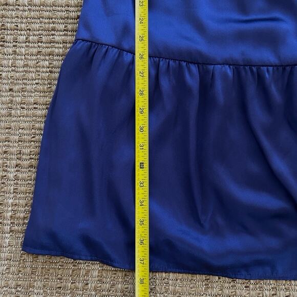 Vintage Y2K Jenny Han Silk Dress – Cobalt Blue Flutter Sleeve Mini – Size M - Picture 7 of 8